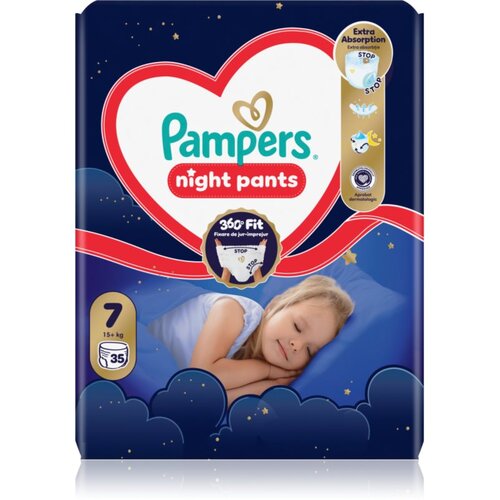 Pampers Night Pants Size 7 jednokratne pelene-gaćice za noć 15+ kg 35 kom Slike
