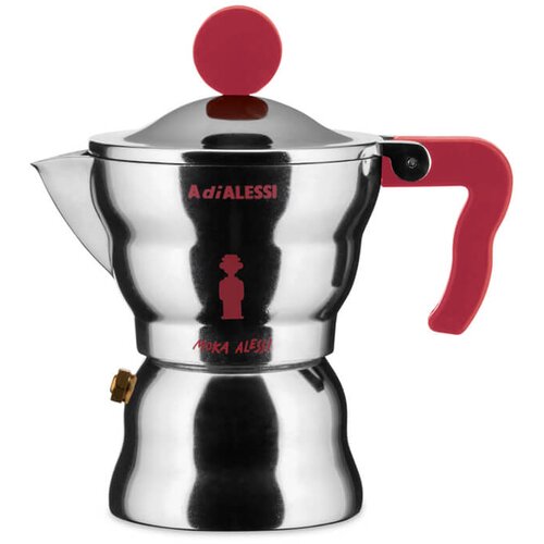 Alessi Moka kafetiera espresso / za 1 skodelico / rdeč ročaj / aluminij, (5000200359) Cene