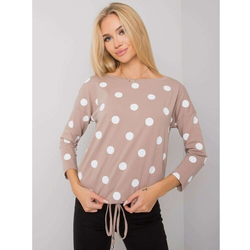 Fashion Hunters rue paris dark beige women's blouse with polka dots Slike