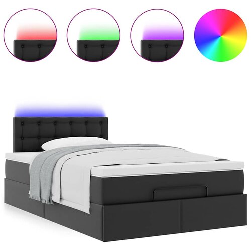  Otomanski krevet s madracima i LED crni 120x190cm umjetna koža Slike