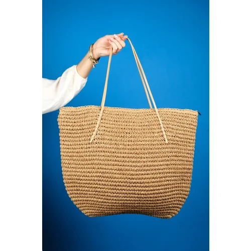 LuviShoes HSR1172 Tan Straw Women's Shoulder Bag