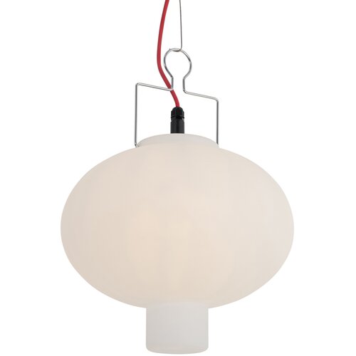 QAZQA Buiten hanglamp wit 35 cm met rode stekker IP44 - Pion Cene