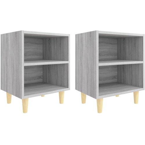  Noćni ormarići s drvenim nogama 2 kom boja hrasta 40x30x50 cm Slike