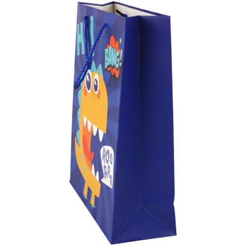  Plava papirnata poklon vrećica s dinosaurima 41,5 cm x 30 cm x 12 cm Slike