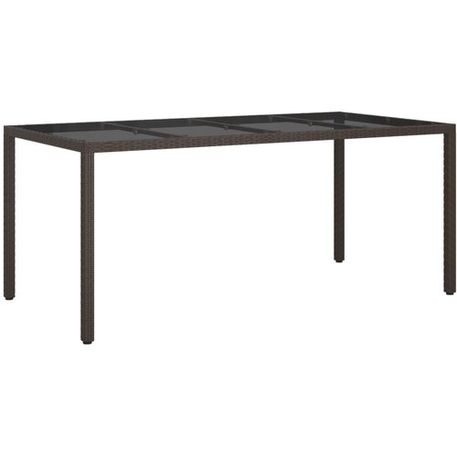 vidaXL Vrtna miza rjava 190x90x75 cm kaljeno steklo in poli ratan, (20665850) Cene