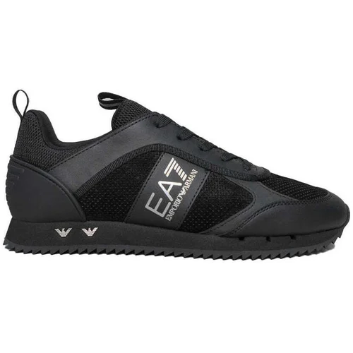 Ea7 Emporio Armani Lace Runner Trainers Triple Black/Silver Crna