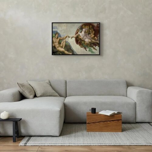  Slika - Michelangelo &amp;ndash; The Creation of Adam II 60x40 U crnom drvenom okviru Slike