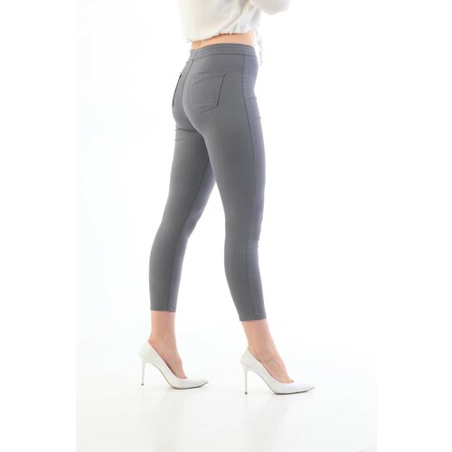BİKELİFE Gray Plus Size High Waist Lycra Gabardine Leggings Trousers. Cene