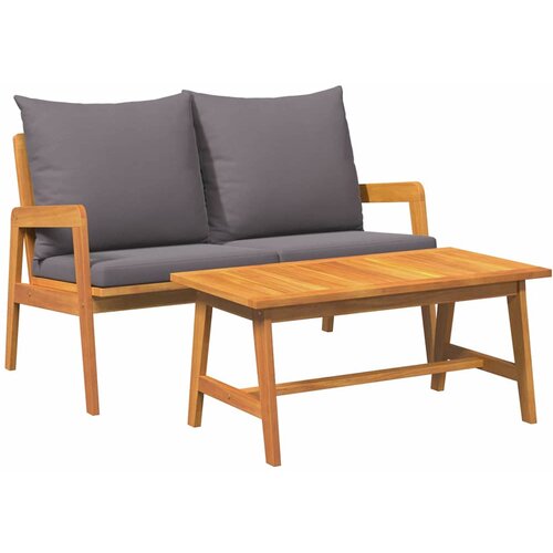 Bistro set s jastukom 2 pcs Prirodna nafta Čvrsto drvo akacije Slike