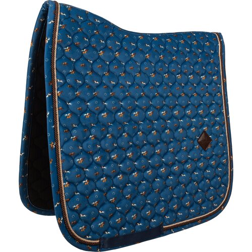 Kentucky Horsewear Dresurna podsedelnica Velvet z vzorcem konjev, FULL - Marine blue Slike