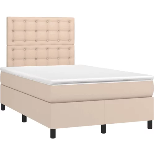 vidaXL Box spring postelja z vzmetnico kapučino 120x190cm umetno usnje, (21111915)