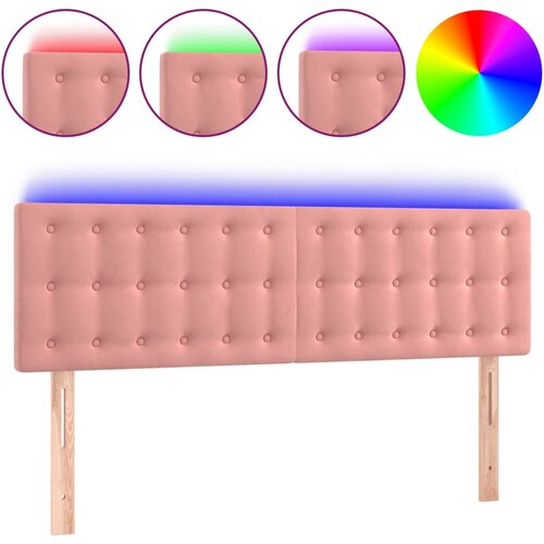 Maison Chic led posteljno vzglavje - vzglavna omarica - nočna omarica roza 144x5x78/88 cm žamet, (21710235) Cene