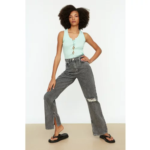 Trendyol Black Ripped Ripped High Waist 90's Wide Leg Jeans