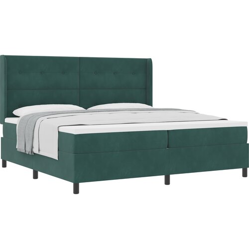 VidaXL Box spring krevet Tamnozelena 200 x 200 cm Bar&amp;scaron;un - Tamnozelena 200 x 200 cm Dizajn s rombovima Slike