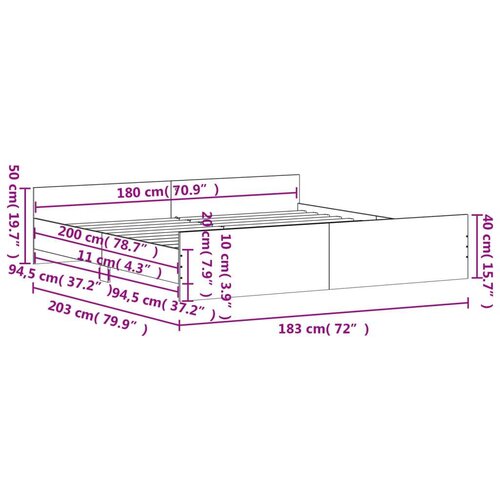 VidaXL okvir kreveta s uzglavljem i podnožjem boja hrasta 180x200 cm Slike