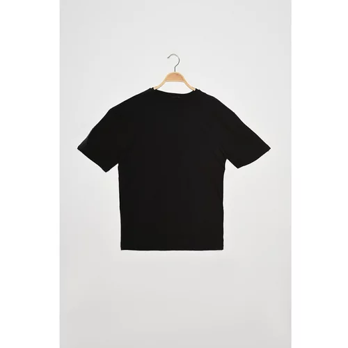 Trendyol Black Men's Relaxed Short Sleeved Back Printed TShirt