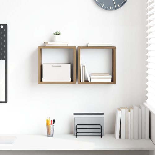 VidaXL Zidne police Hrast MDF 26 x 15 x 26 cm Montaža na steno Slike