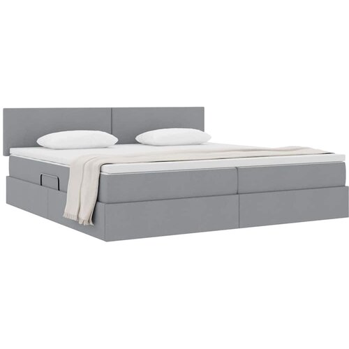  Krevet s madracem i skladi&amp;scaron;tem Svijetlo siva 200 x 200 cm Slike