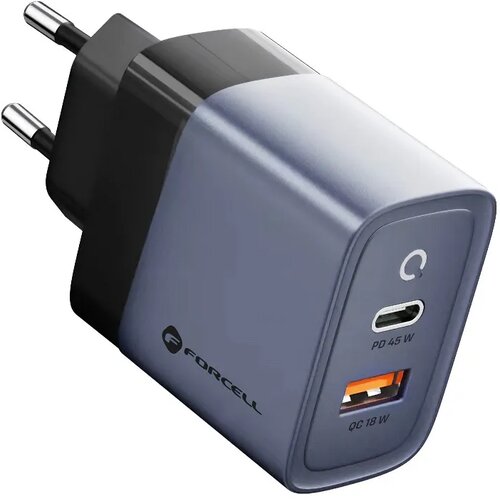 forcell F-Energy GaN mrežni punjač - 45 W s priključcima: USB C i USB A s PD i QC 4.0 punjenjem Cene