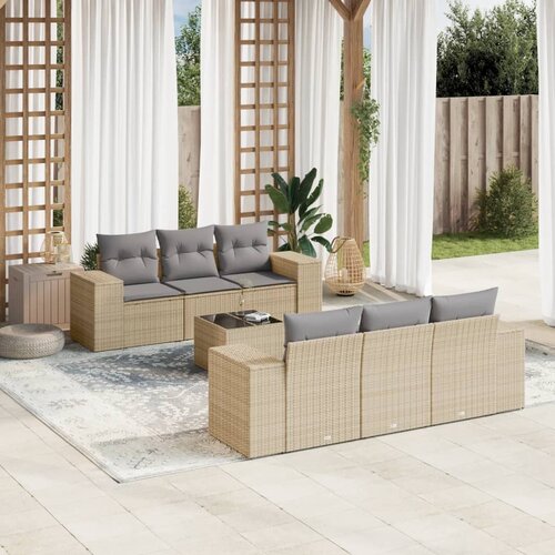 vidaXL 7-dijelni set vrtnih sofa od poliratana s jastucima bež Cijene