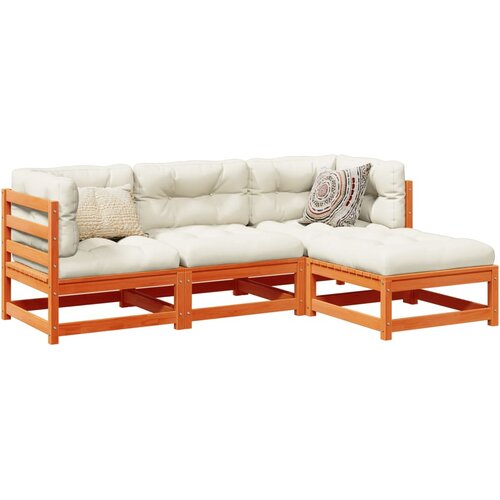 vidaXL 4-dijelni set vrtnih sofa voštano smeđi od masivne borovine Cene