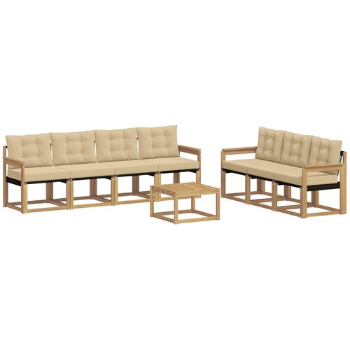 vidaXL Zunanja garnitura za sedenje z blazino 8 pcs Bela in bež, (5000281964) Cene