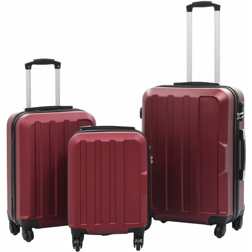 vidaXL Trdi potovalni kovčki 3 kosi vinsko rdeči ABS