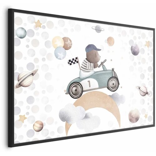  Plakat - Bear in a Race Car 42x29.7 Crni okvir Cene