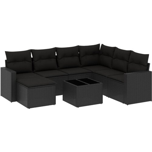 Maison Chic Seti vrtnega pohištva - Vrtna garnitura - Vrtni pohištvo set 8-delna z blazinami črn poli ratan, (21800234) Cene