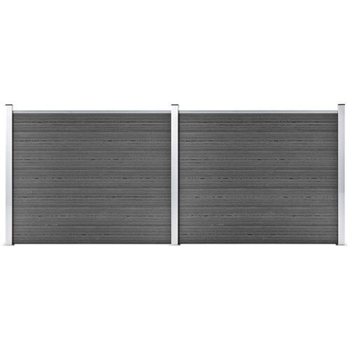 VidaXL Set panela za ogradu WPC 353 x 146 cm crni Slike