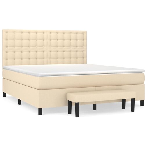 vidaXL Krevet s oprugama i madracem krem 160x200 cm od tkanine Cijene