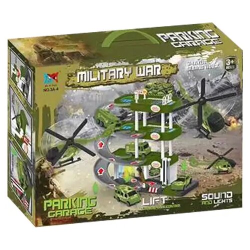 Magic Toys 3-nadstropna garažna hiša z bojnimi vozili, s svetlobnimi in zvočnimi efekti Cene