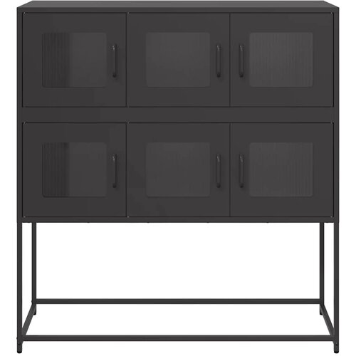 Komoda crna 100,5 x 39 x 107 cm od hladno valjanog čelika Slike