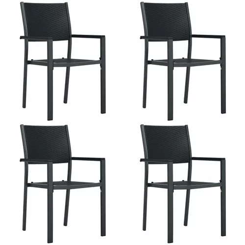  Vrtne stolice 4 kom crne plastične s izgledom ratana