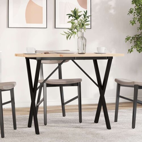 Blagovaonski stol X-oblika 100x50x75 5 cm od borovine i željeza Slike