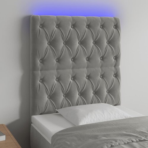 vidaXL LED uzglavlje svjetlosivo 80x7x118/128 cm baršunasto Cijene