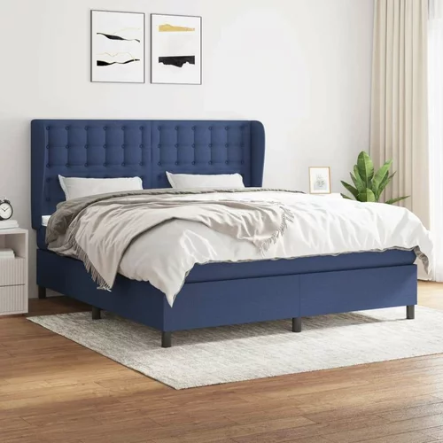  Box spring postelja z vzmetnico modra 160x200 cm blago, (20896831)