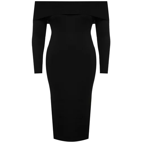 Trendyol Curve Black Carmen Collar Knitwear Dress