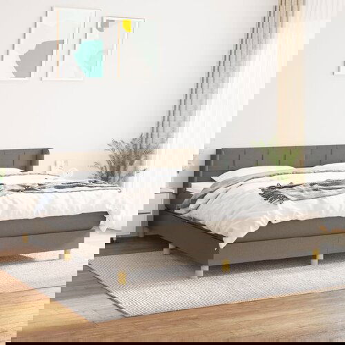 VidaXL Box spring postelja z vzmetnico taupe 160x200 cm blago Slike