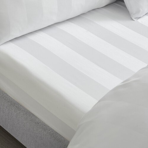 Catherine Lansfield Bijela satenska plahta s gumom 150x200 cm So Soft Satin Stripe &amp;ndash; Slike