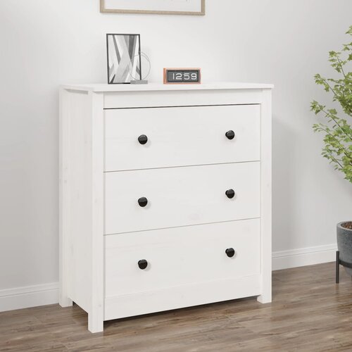 The Living Store Komoda bela 70x35x80 cm trdna borovina - Komoda, (21437534) Slike