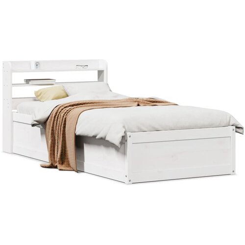 VidaXL Okvir kreveta s uzglavljem bijeli 75x190 cm od borovine Slike