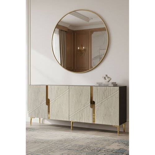 Hanah home komoda Evva 150, 125 cm, antracit / travertin / zlatna Cene