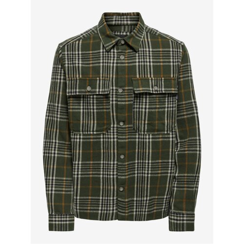 Only Beige-Green Mens Plaid Flannel Shirt & SONS Scott - Men Cijene