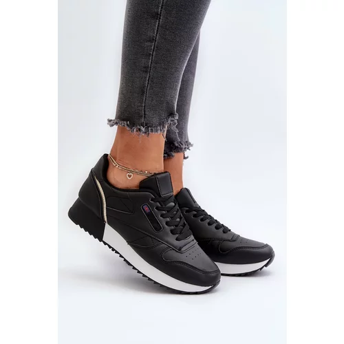 Kesi Leather lace-up platform sports shoes Black Merida