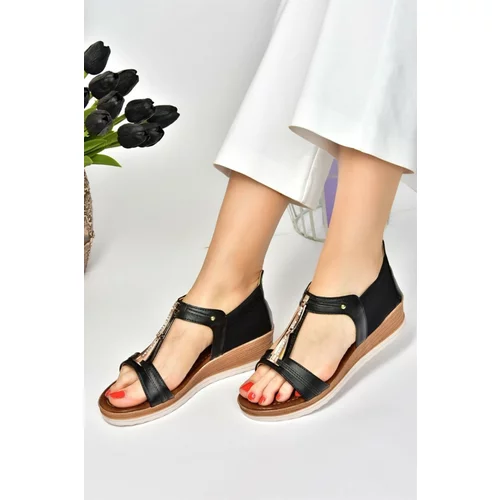 Fox Shoes Black Women's Low-heeled Daily Sandals