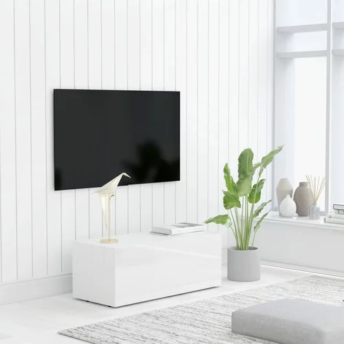 vidaXL TV omarica visok sijaj bela 80x34x30 cm iverna plošča