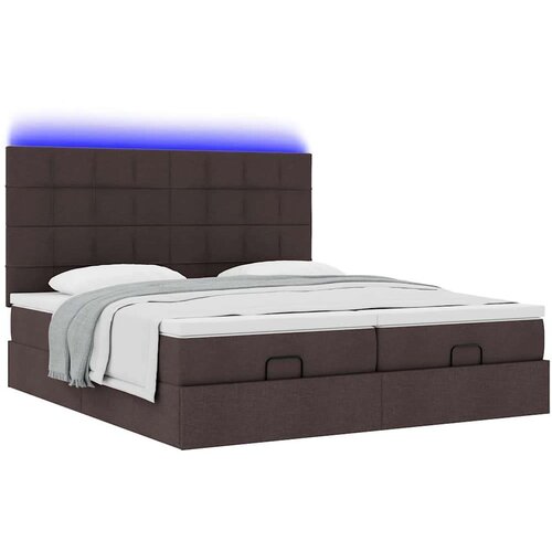 VidaXL Okvir kreveta s madracima tamnosmeđi 200x200cm tkanine Slike
