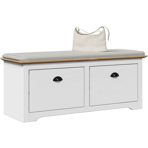 vidaXL Klupa za hodnik "BODO" bijela i smeđa 114x40x45 cm Cijene