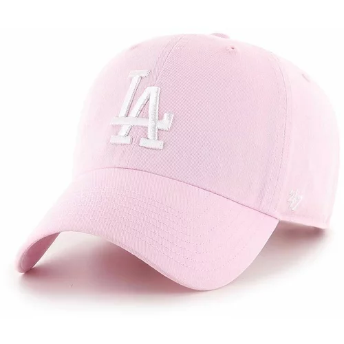 47 Brand Bombažna kapa s šiltom MLB Los Angeles Dodgers roza barva